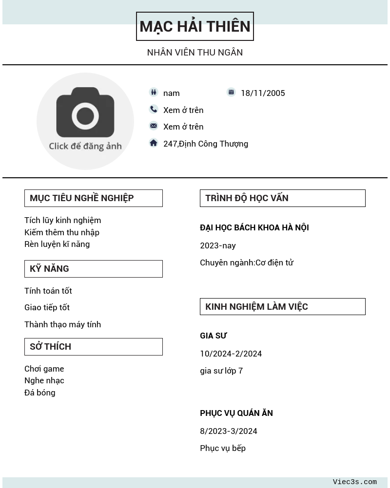 CV ứng viên