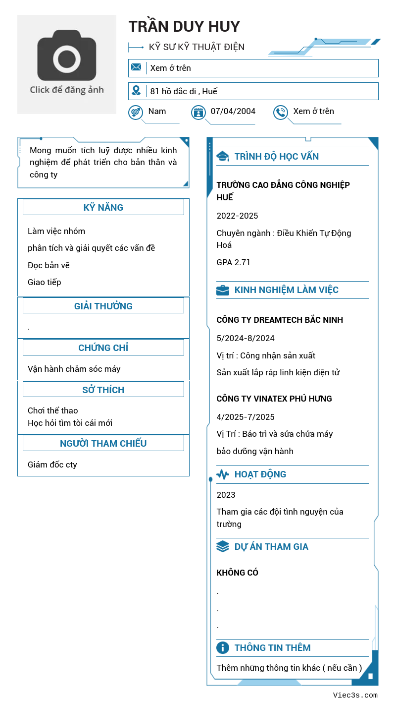 CV ứng viên