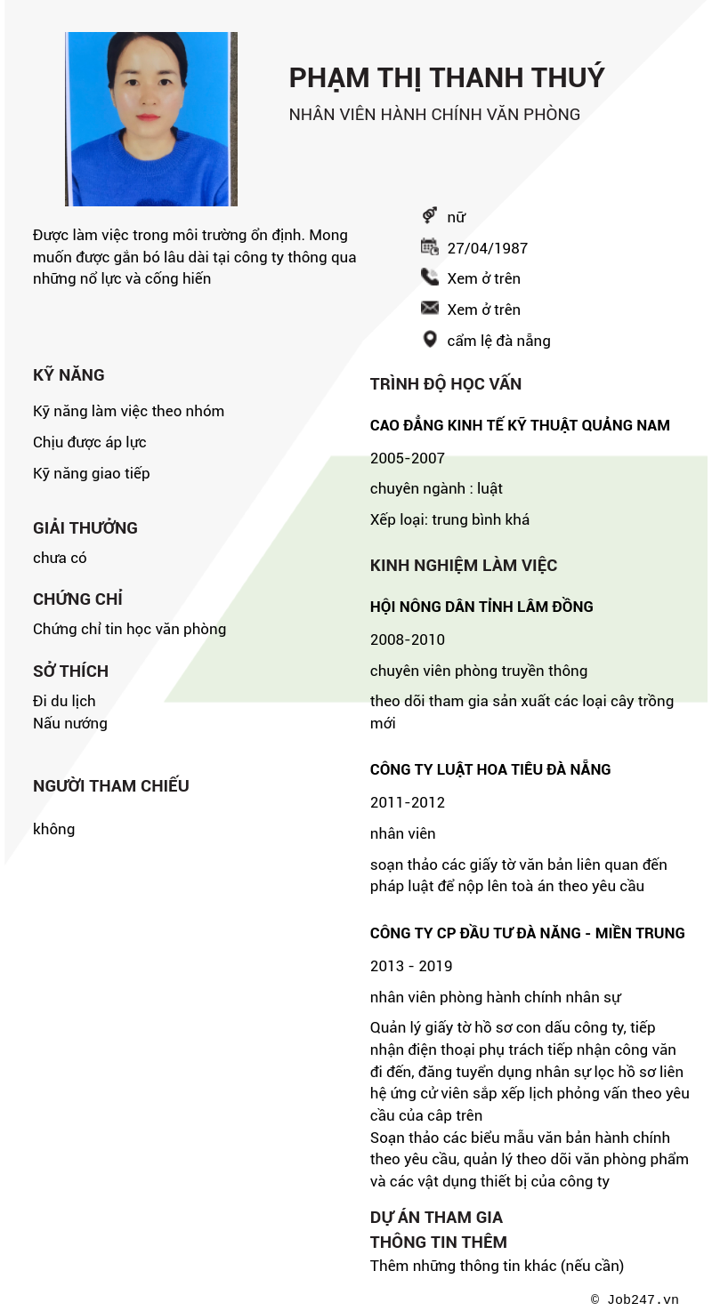 CV ứng viên
