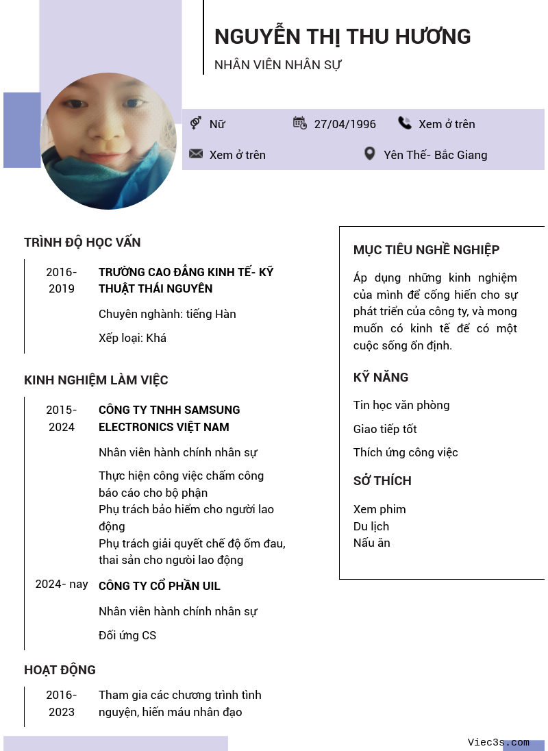 CV ứng viên