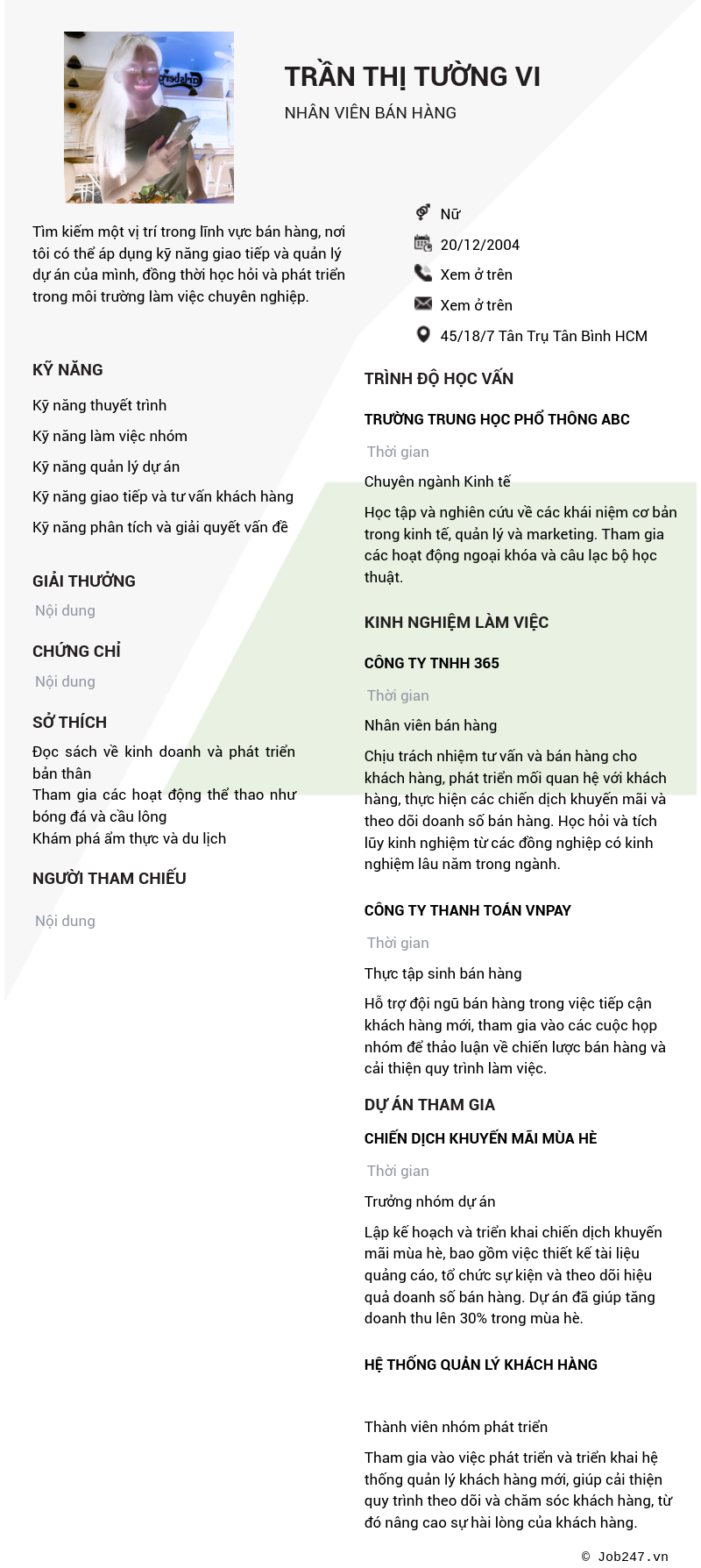 CV ứng viên