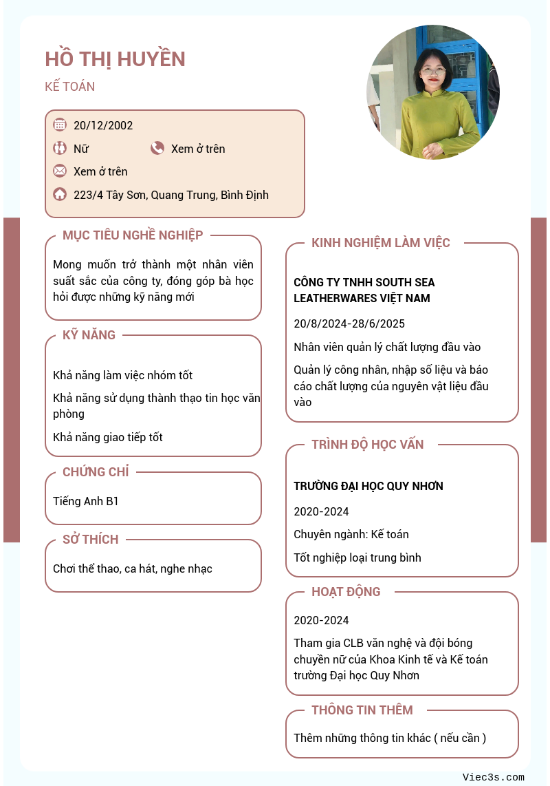 CV ứng viên