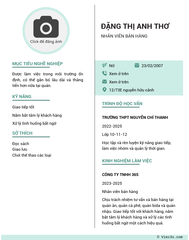 CV ứng viên