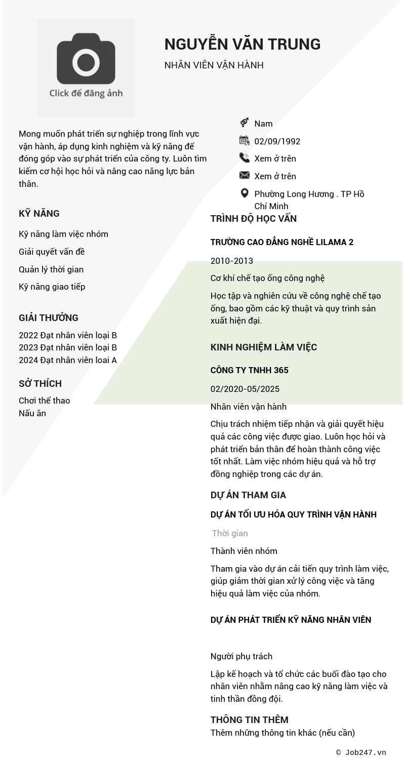 CV ứng viên
