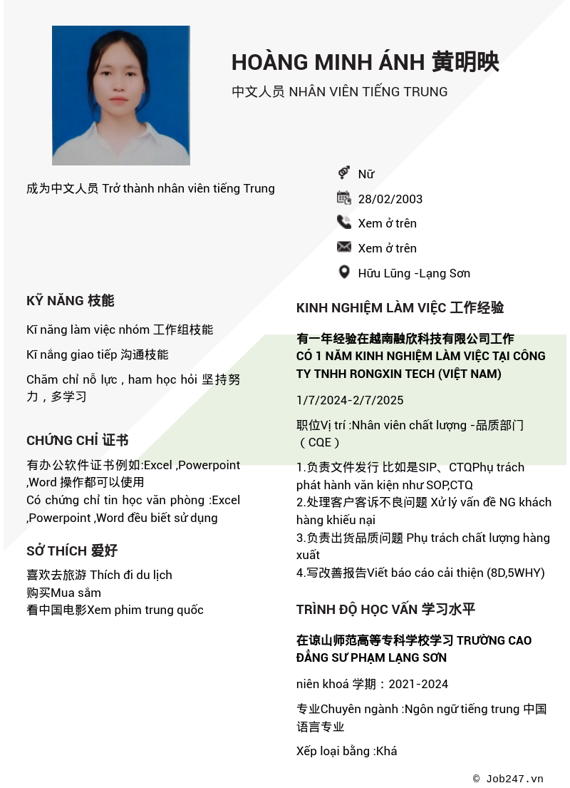 CV ứng viên