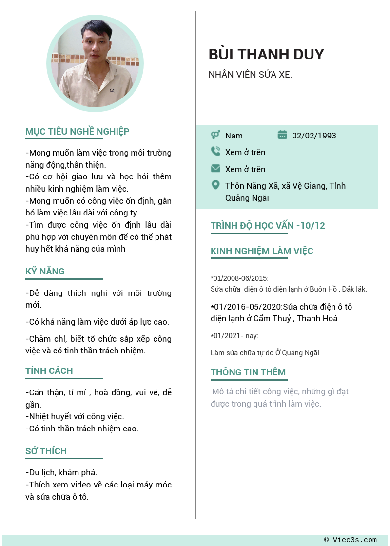 CV ứng viên