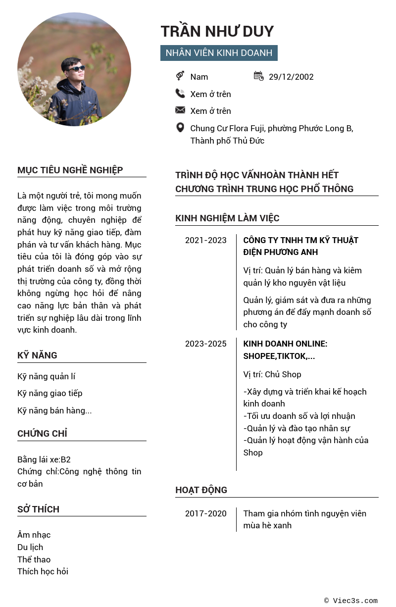 CV ứng viên