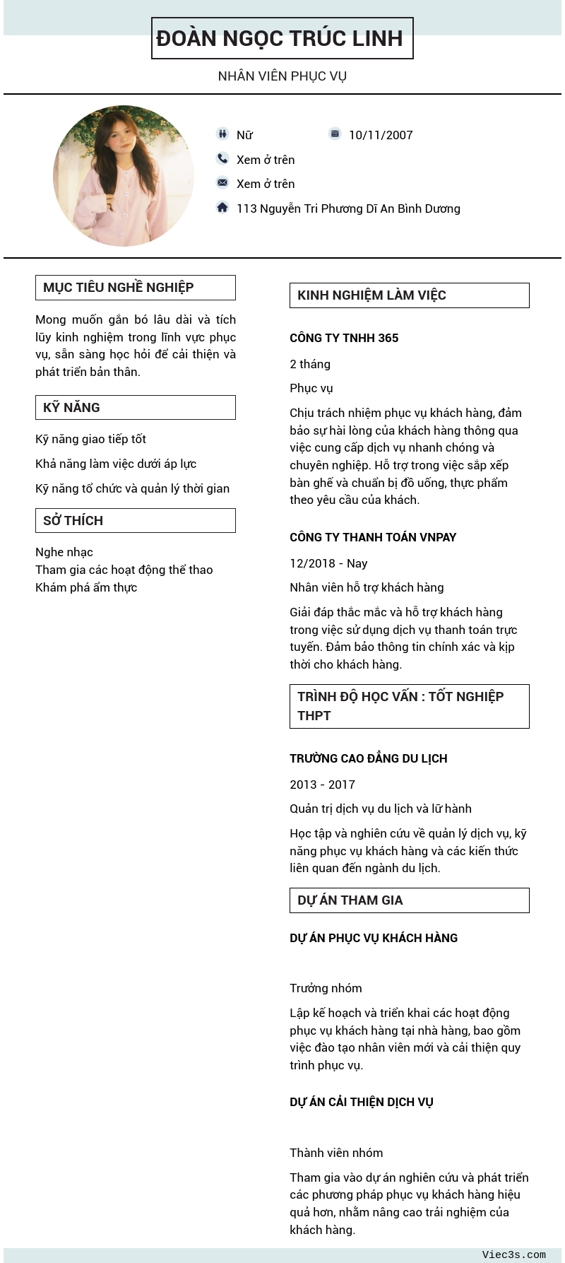 CV ứng viên