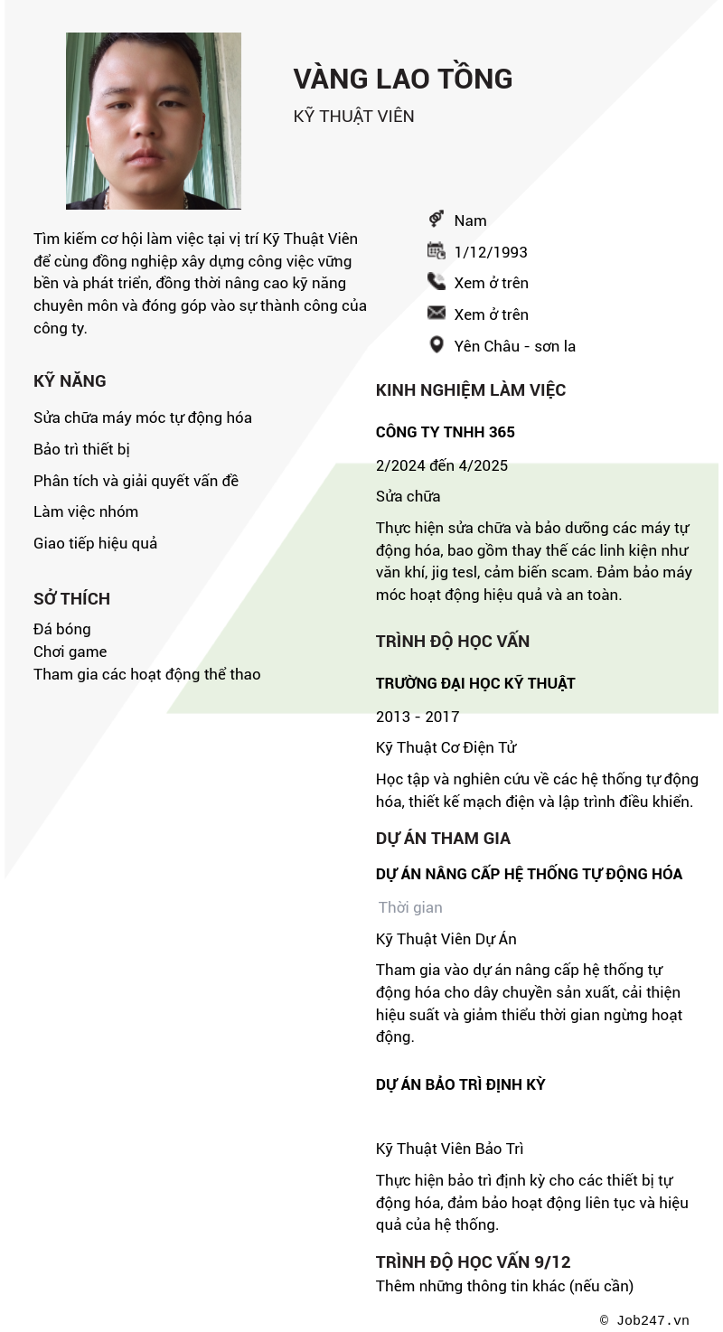 CV ứng viên