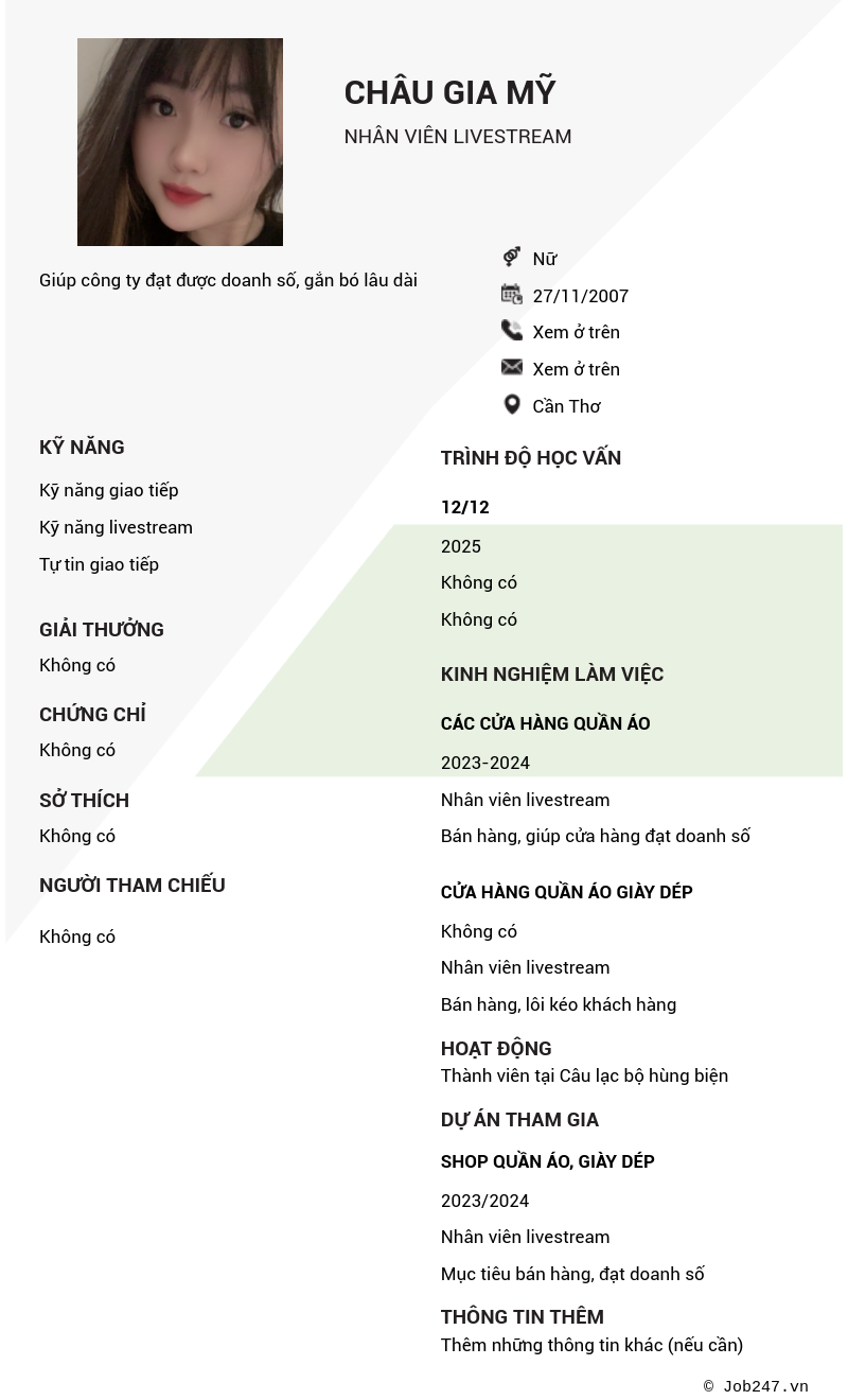 CV ứng viên