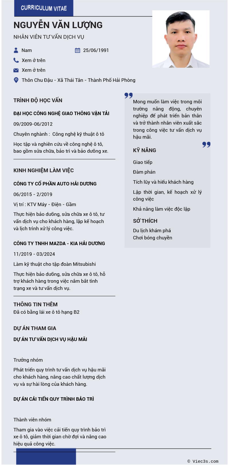 CV ứng viên
