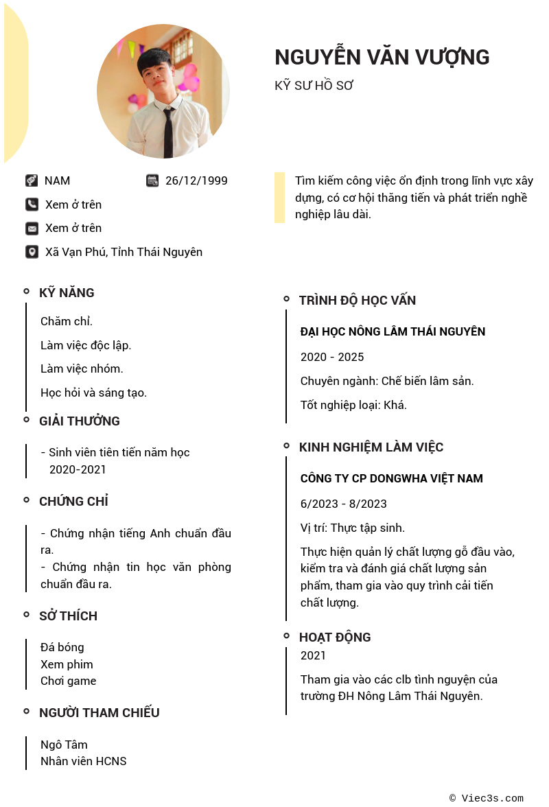 CV ứng viên