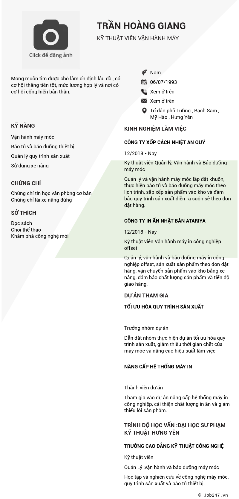 CV ứng viên