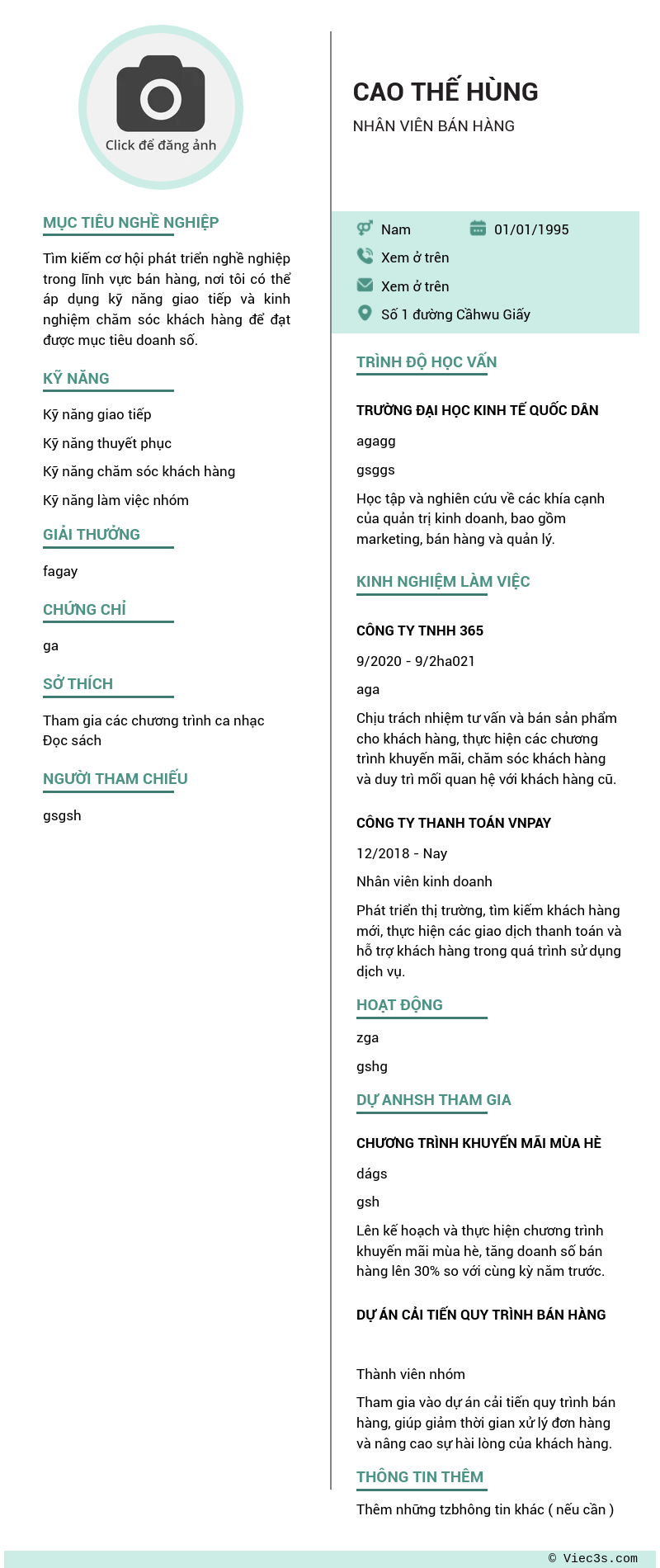 CV ứng viên