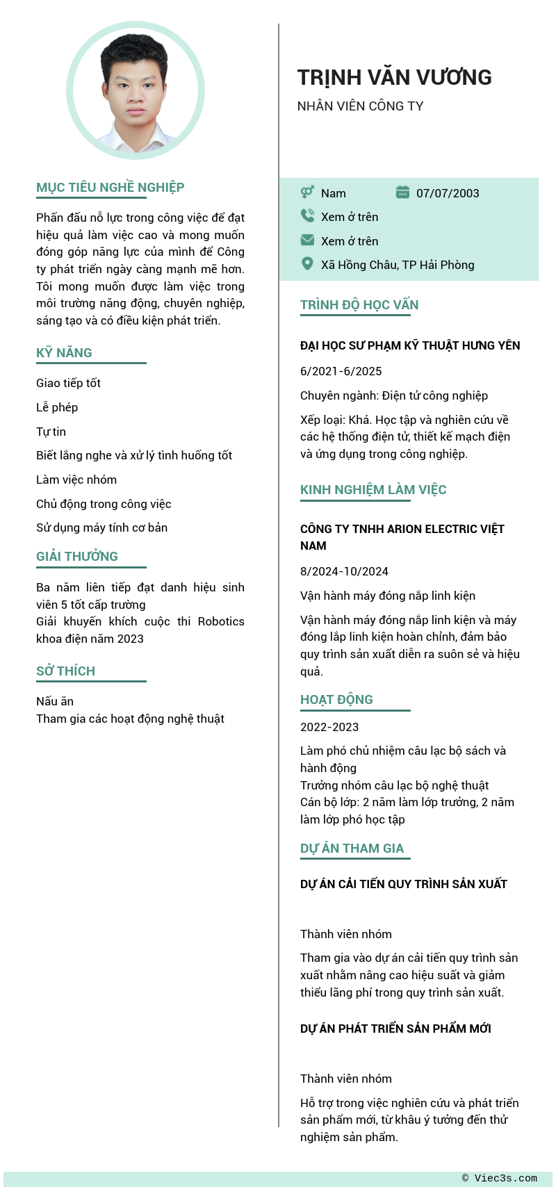 CV ứng viên