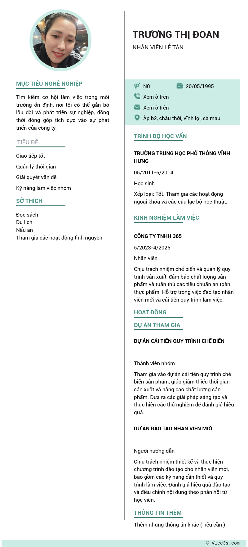 CV ứng viên