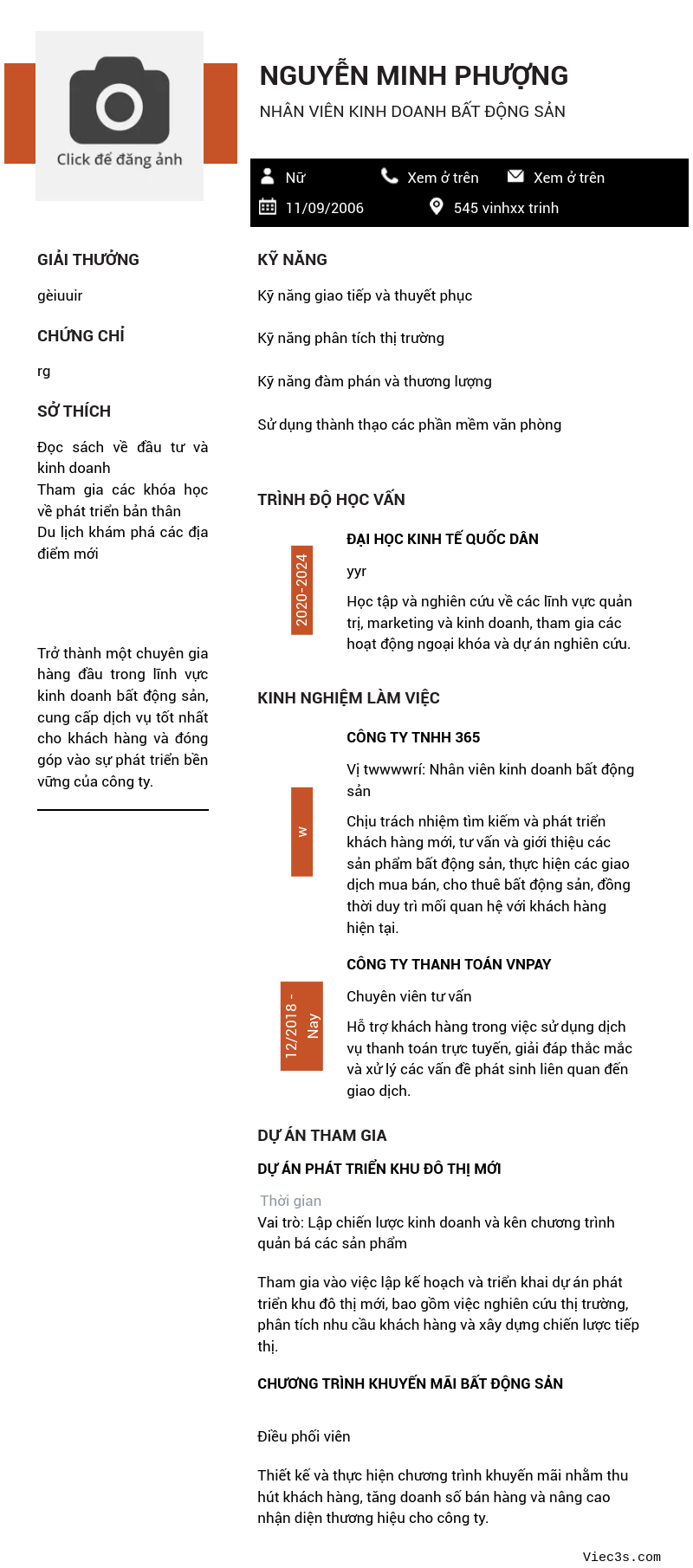 CV ứng viên