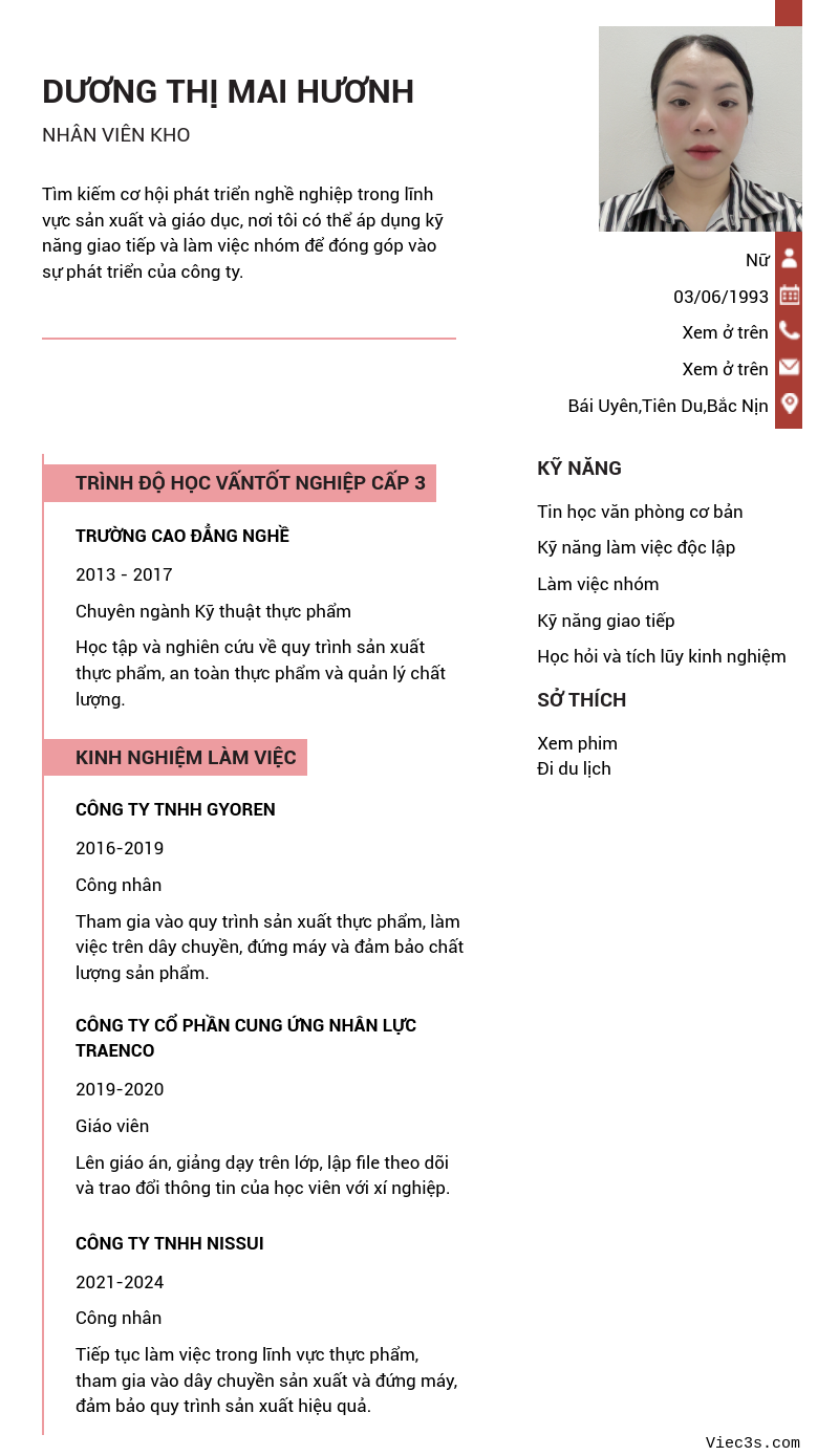 CV ứng viên