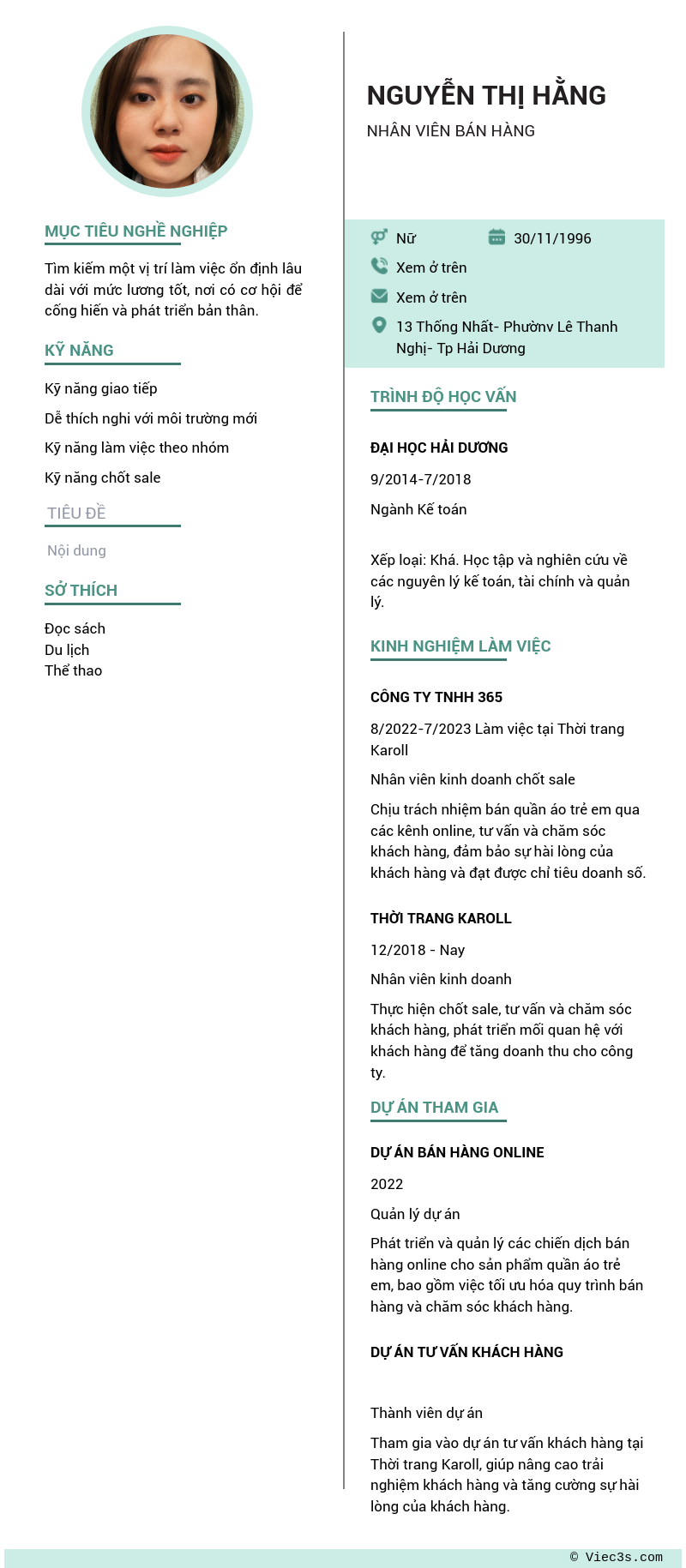 CV ứng viên