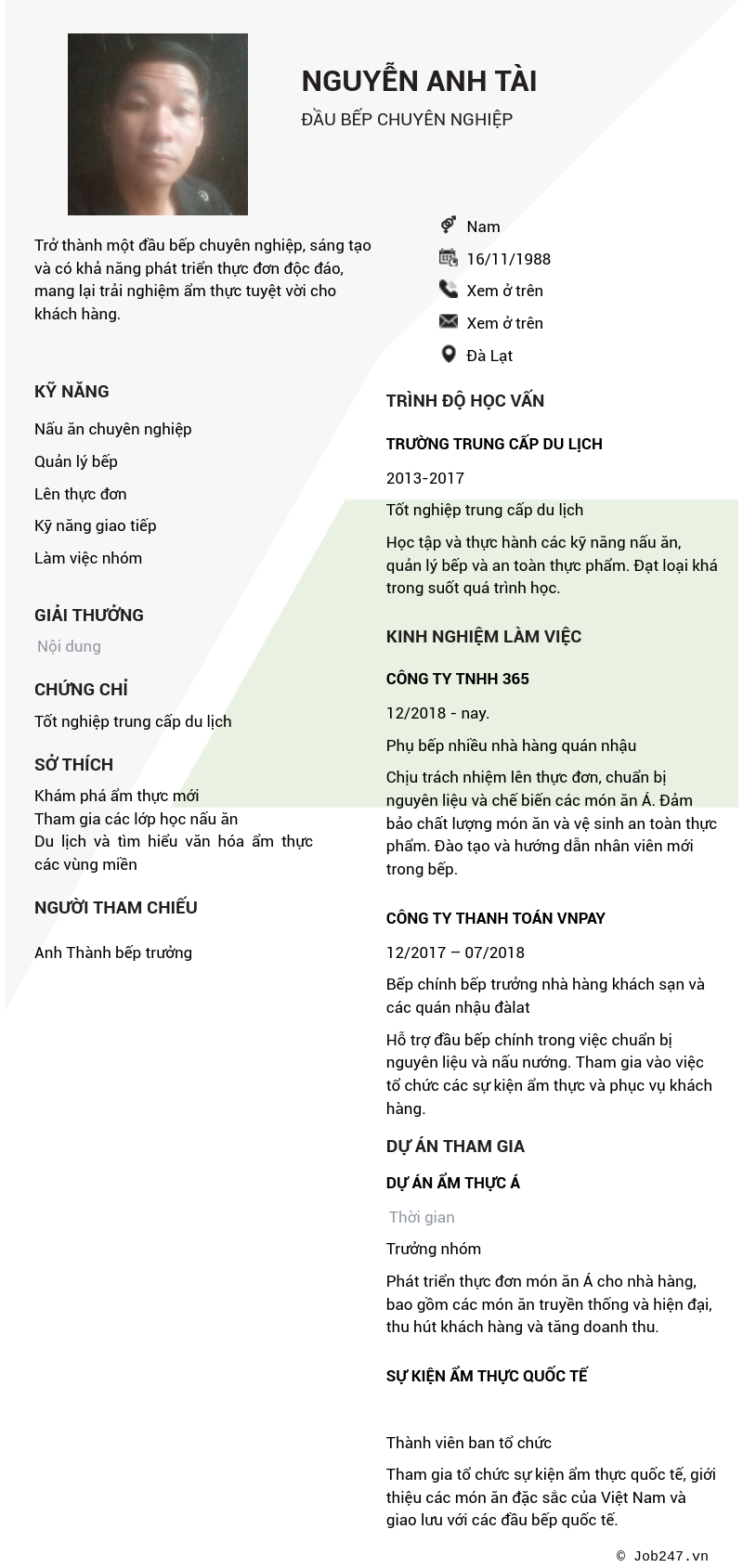 CV ứng viên