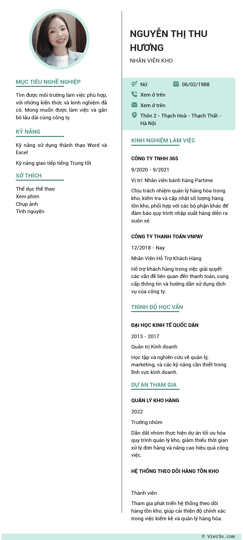 CV ứng viên