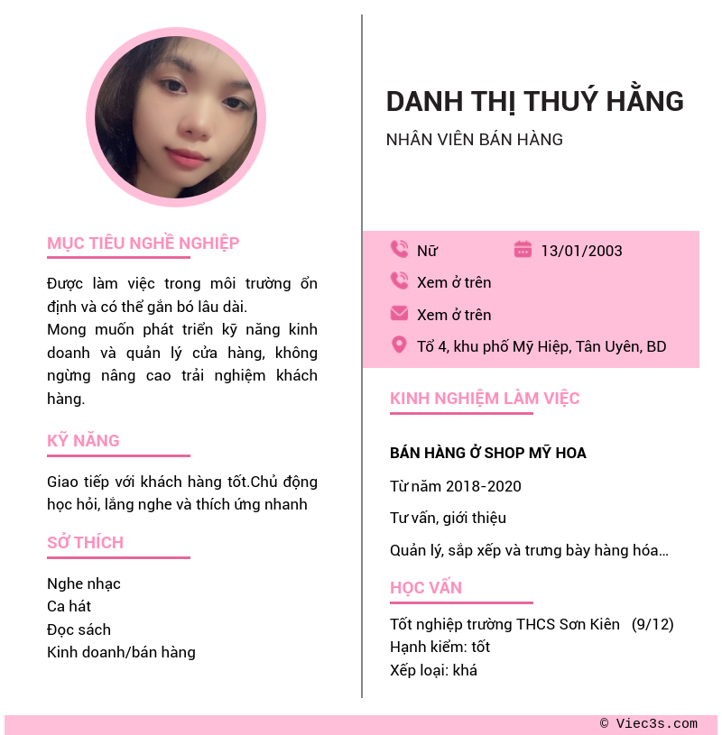 CV ứng viên