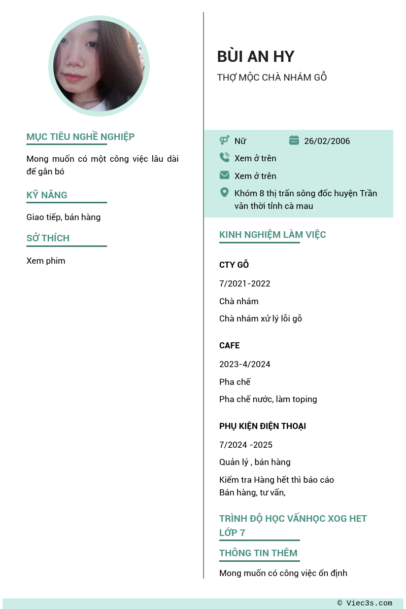 CV ứng viên