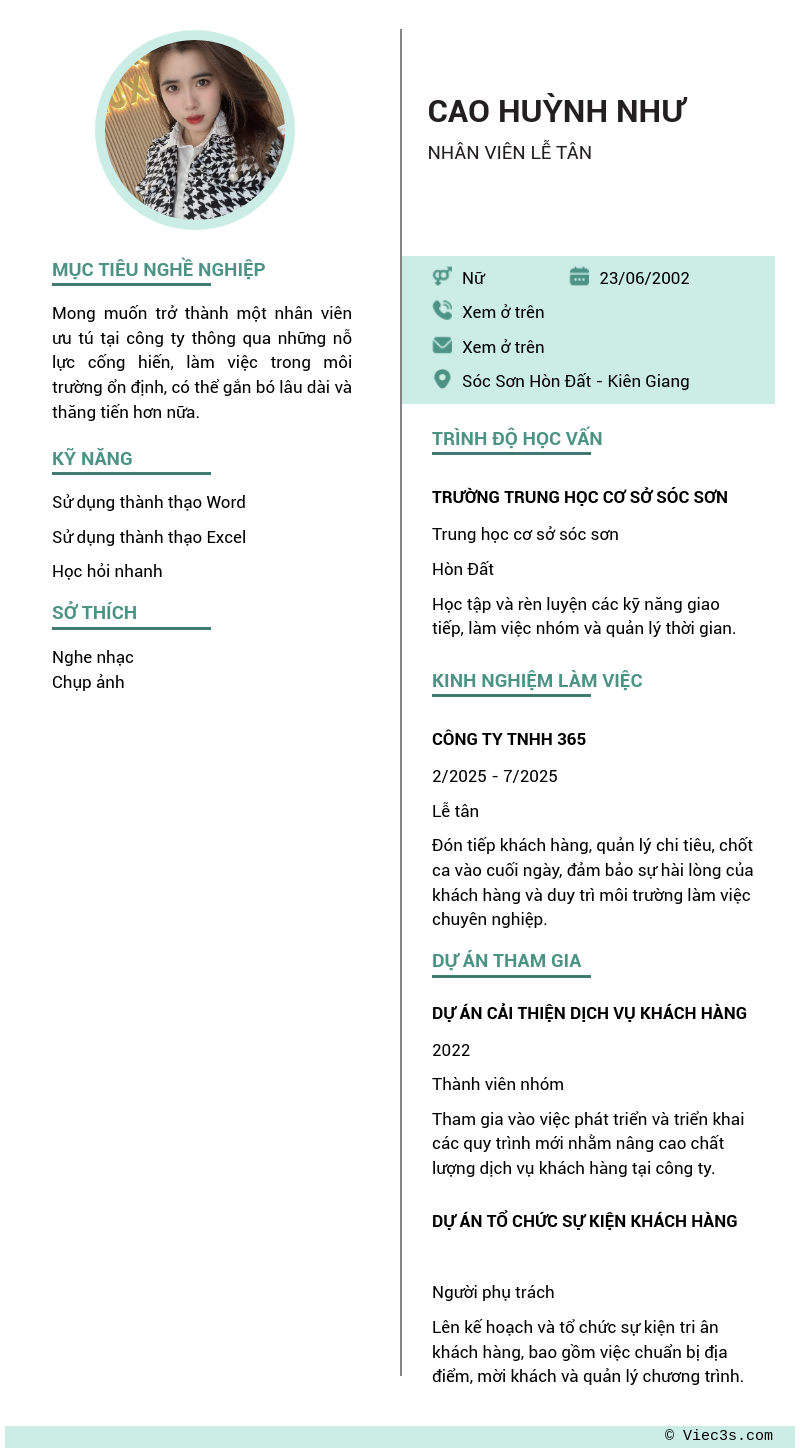 CV ứng viên