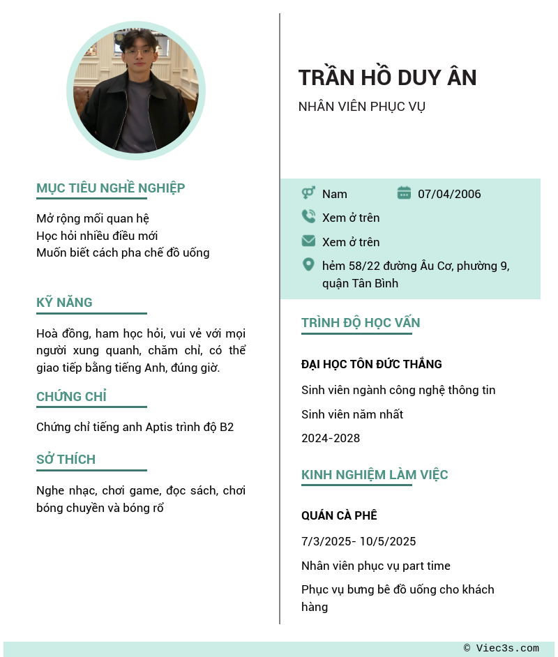 CV ứng viên