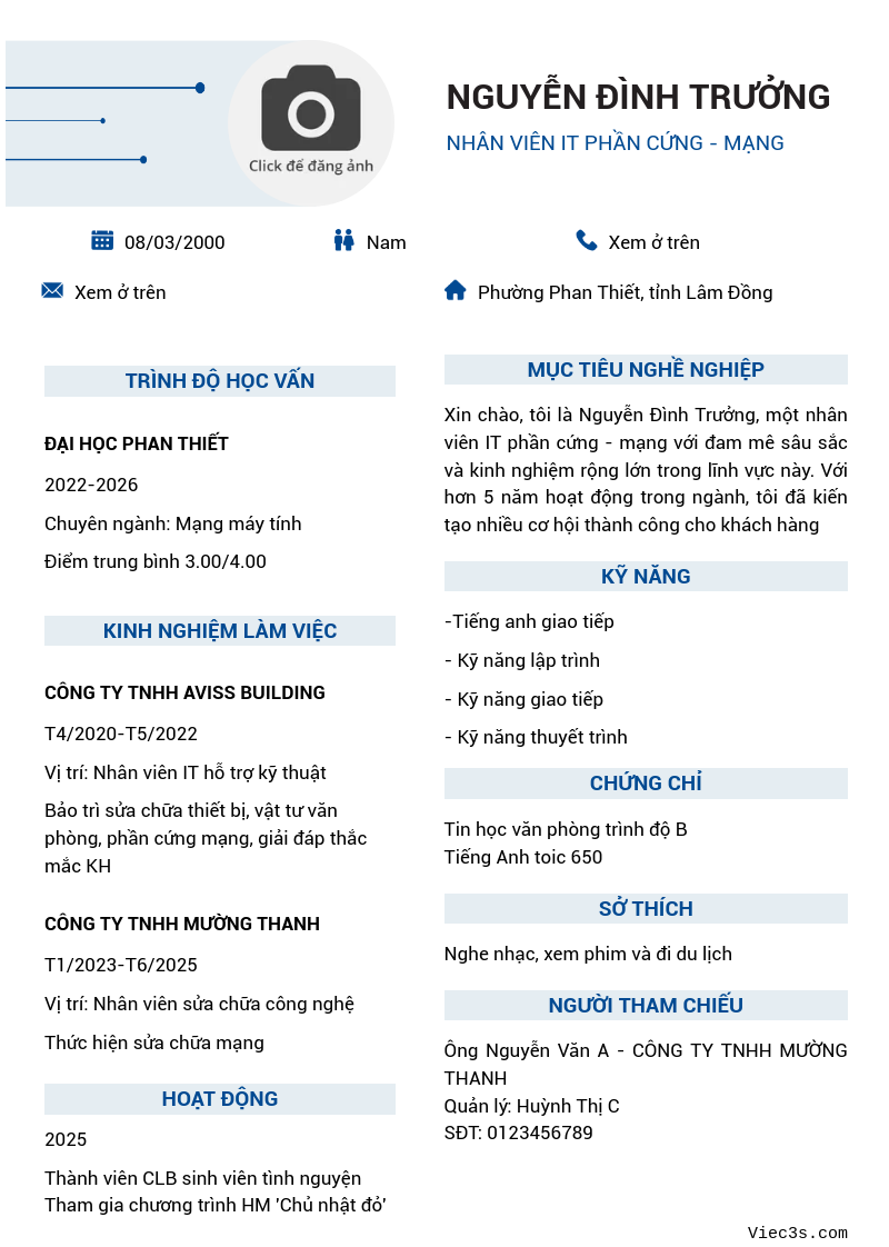 CV ứng viên