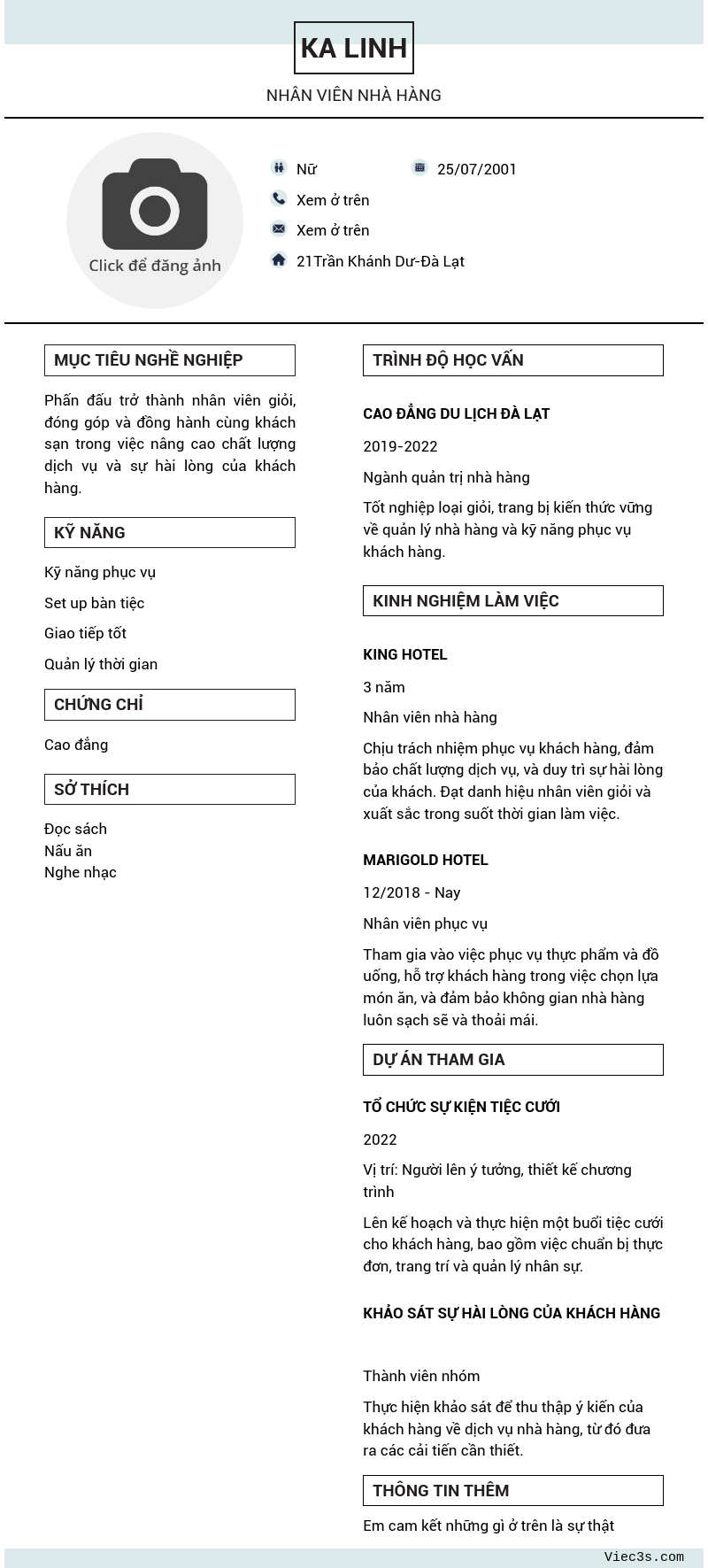 CV ứng viên