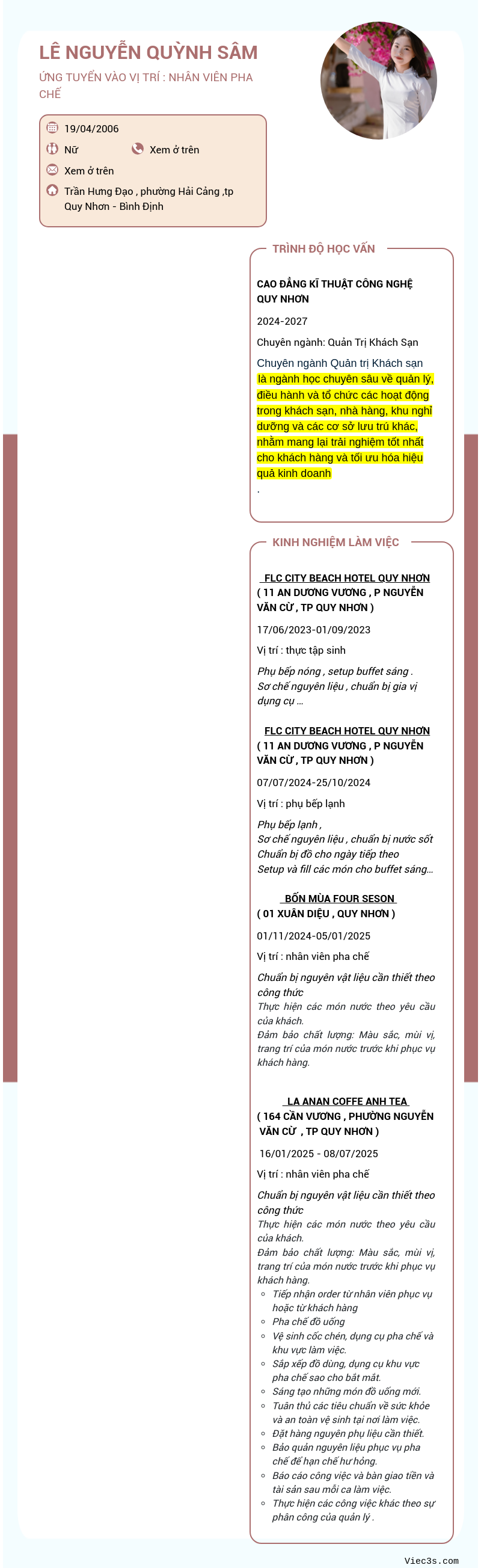 CV ứng viên