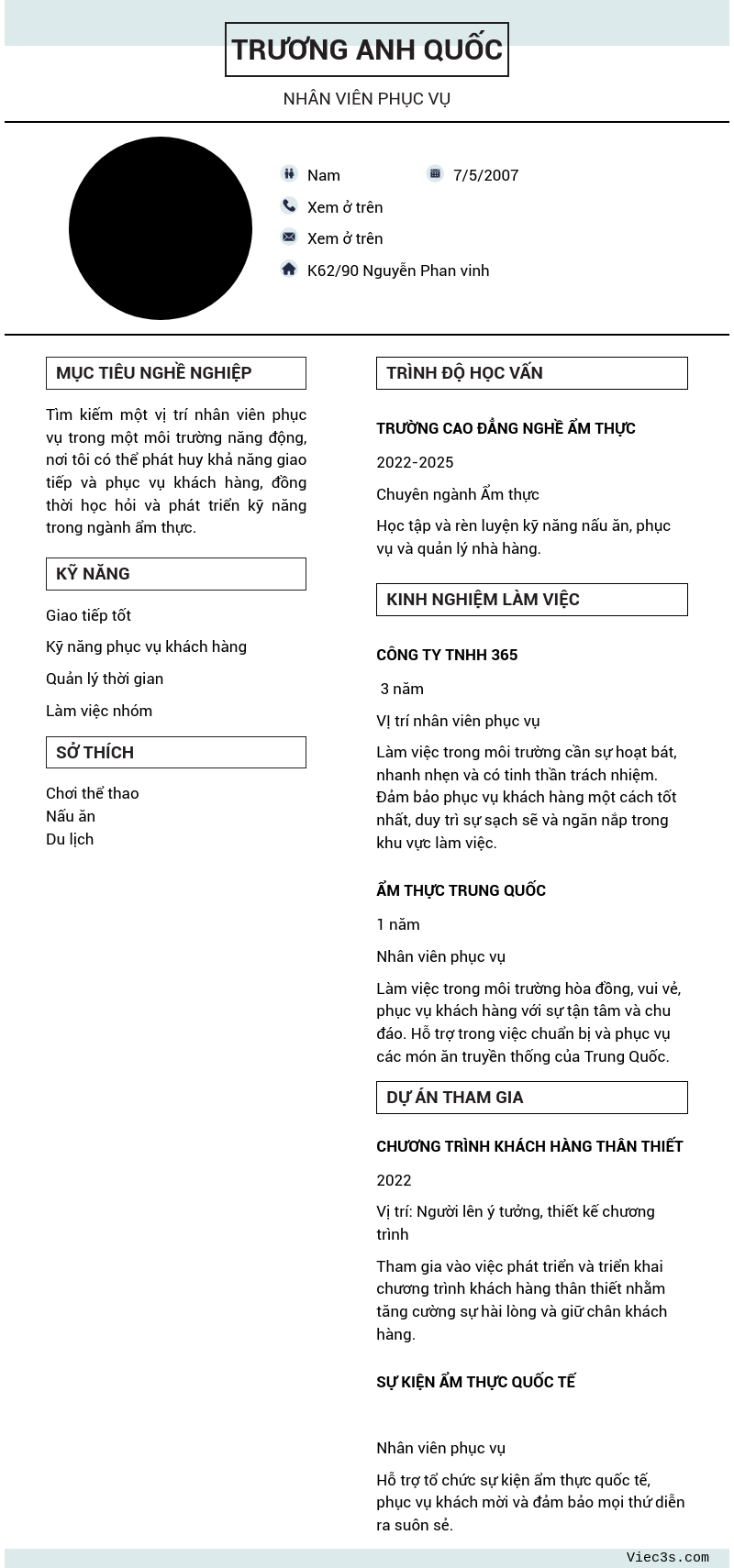 CV ứng viên