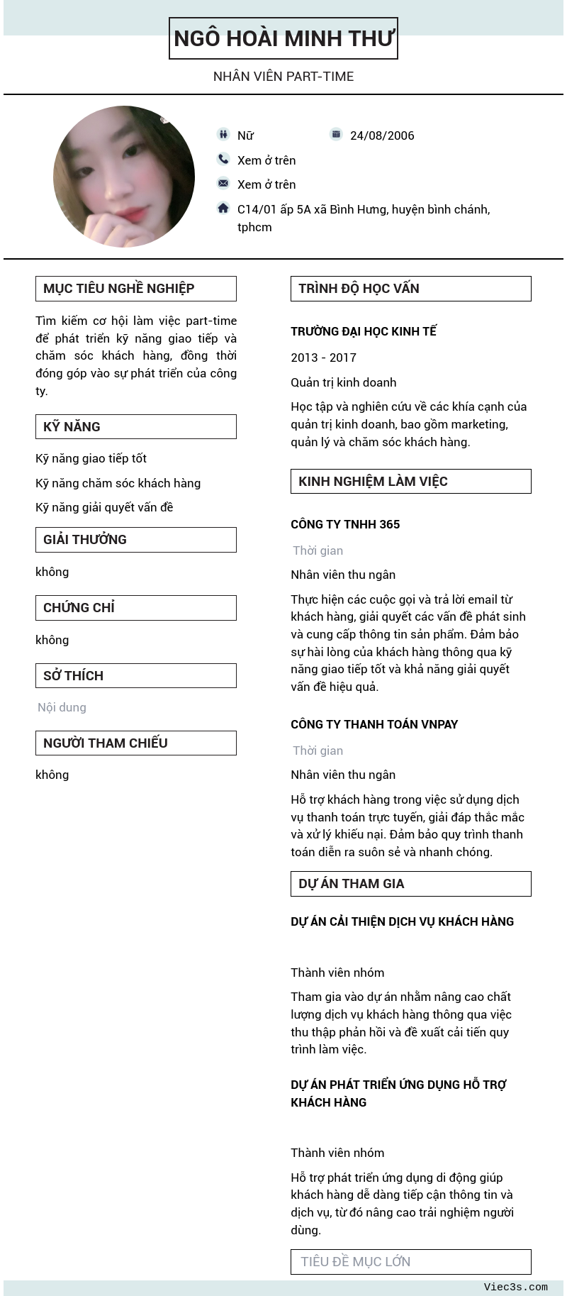 CV ứng viên