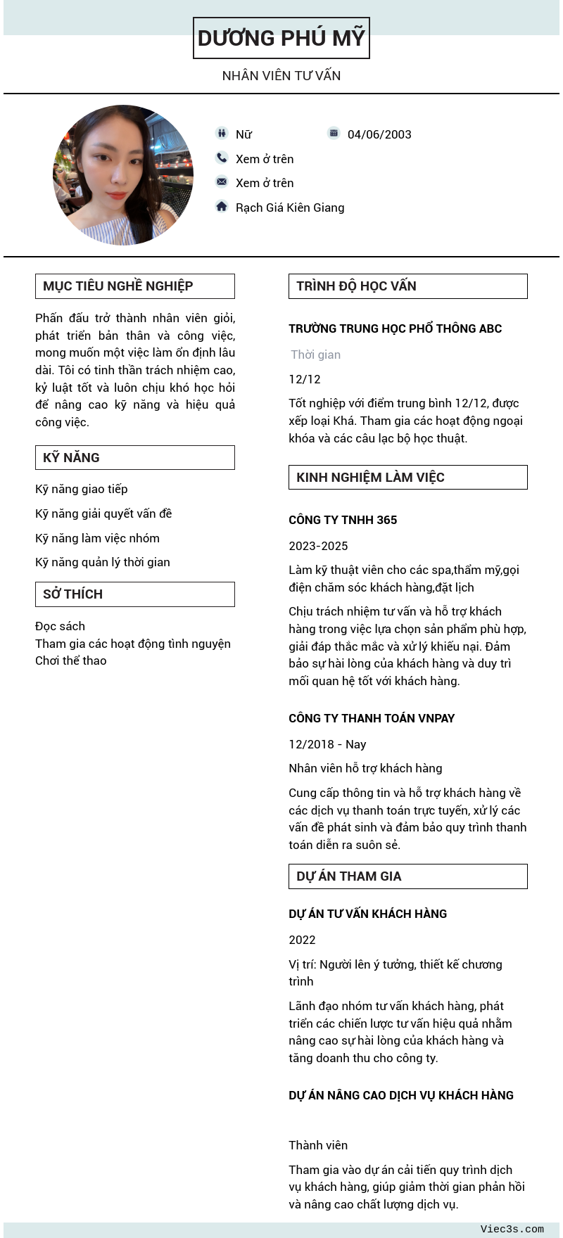 CV ứng viên