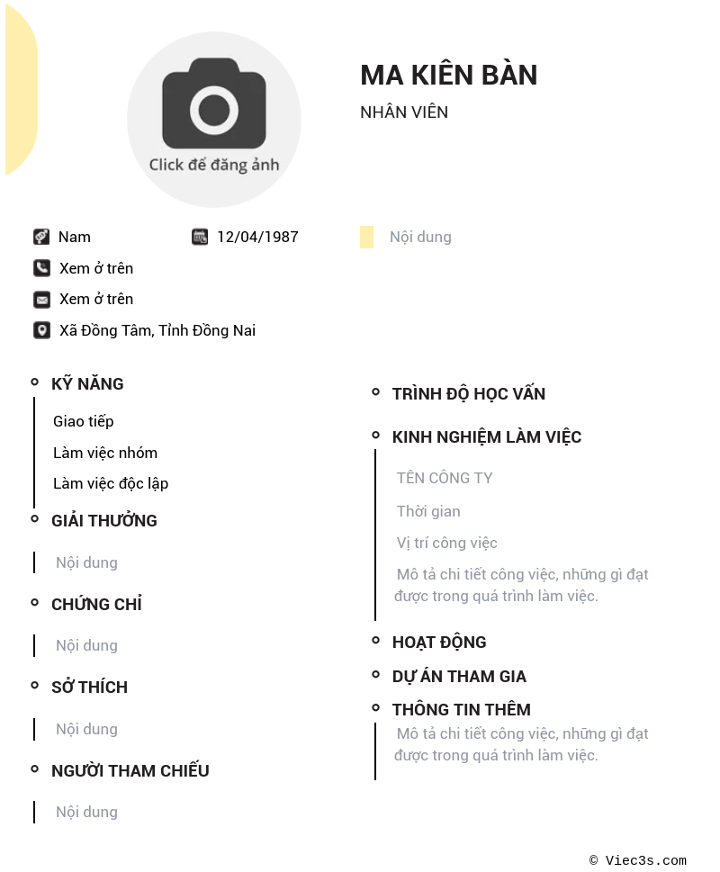 CV ứng viên