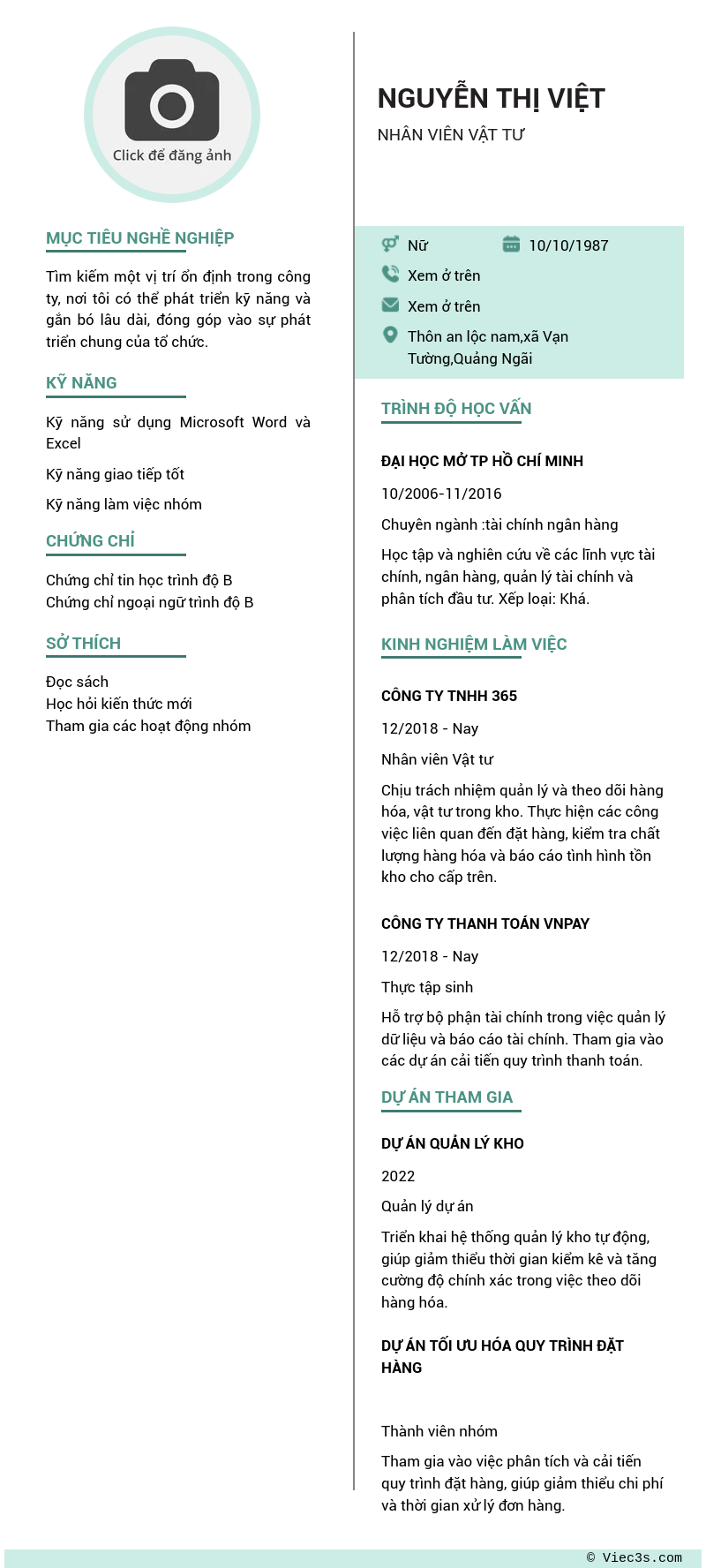 CV ứng viên