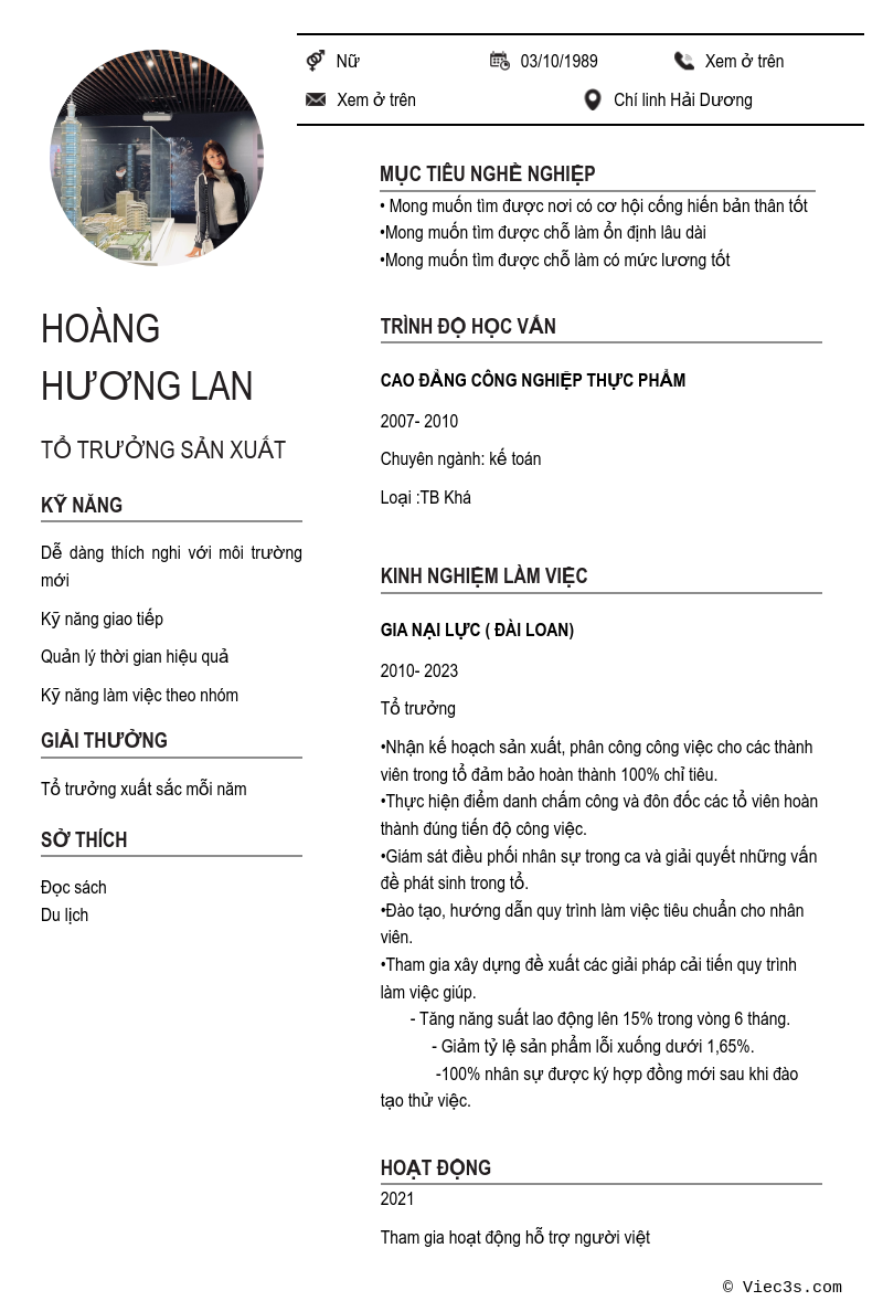 CV ứng viên