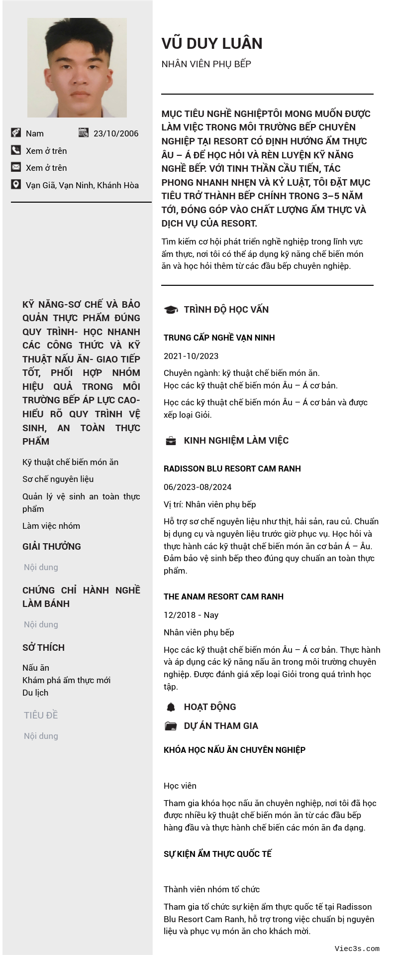 CV ứng viên