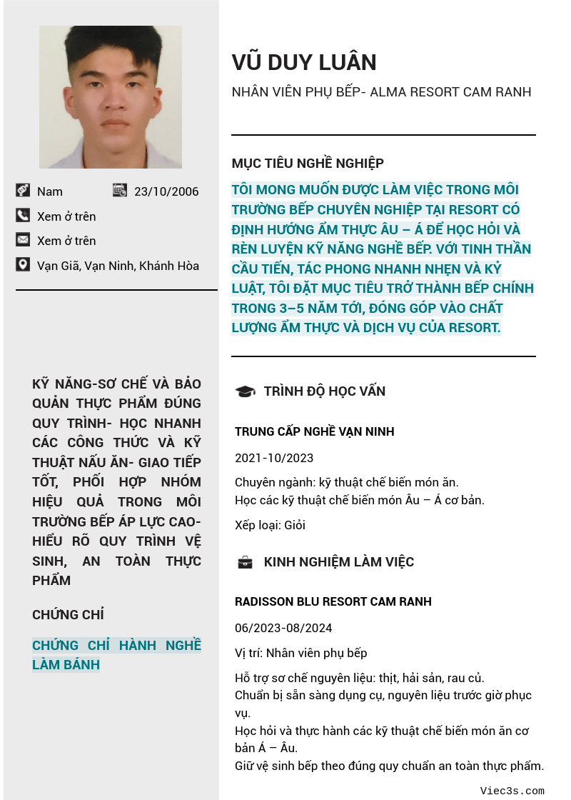 CV ứng viên