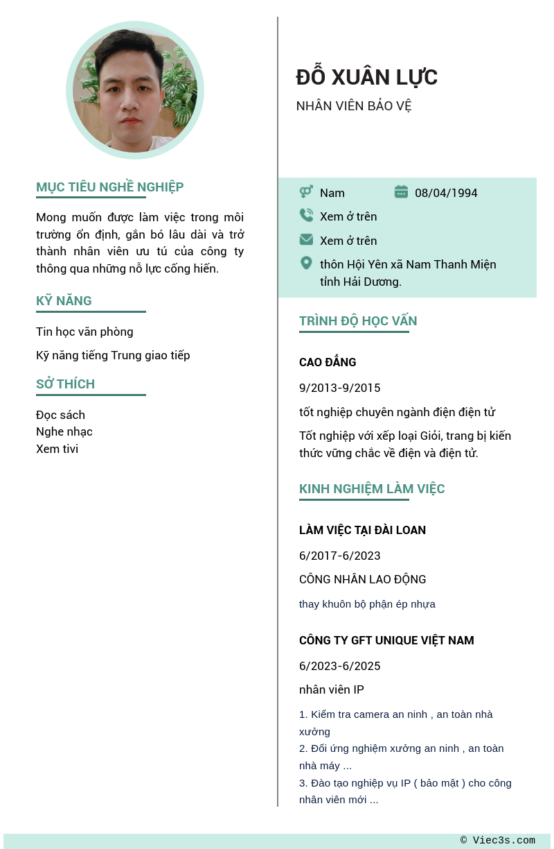 CV ứng viên