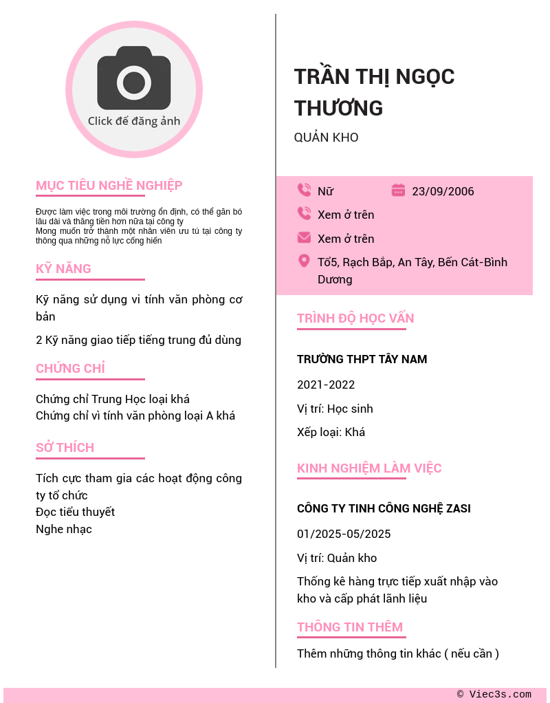 CV ứng viên