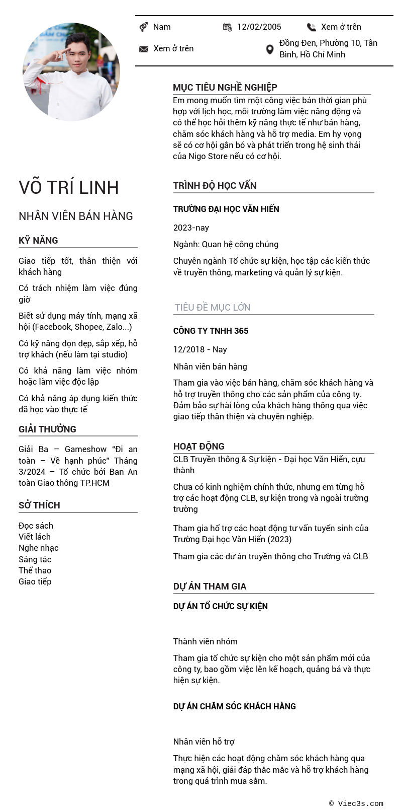 CV ứng viên
