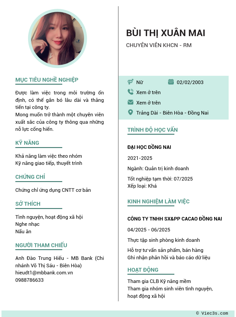 CV ứng viên