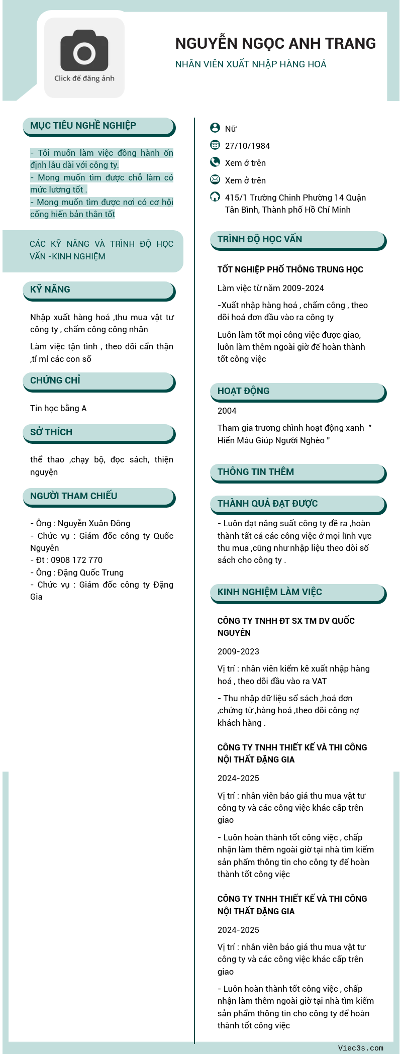 CV ứng viên