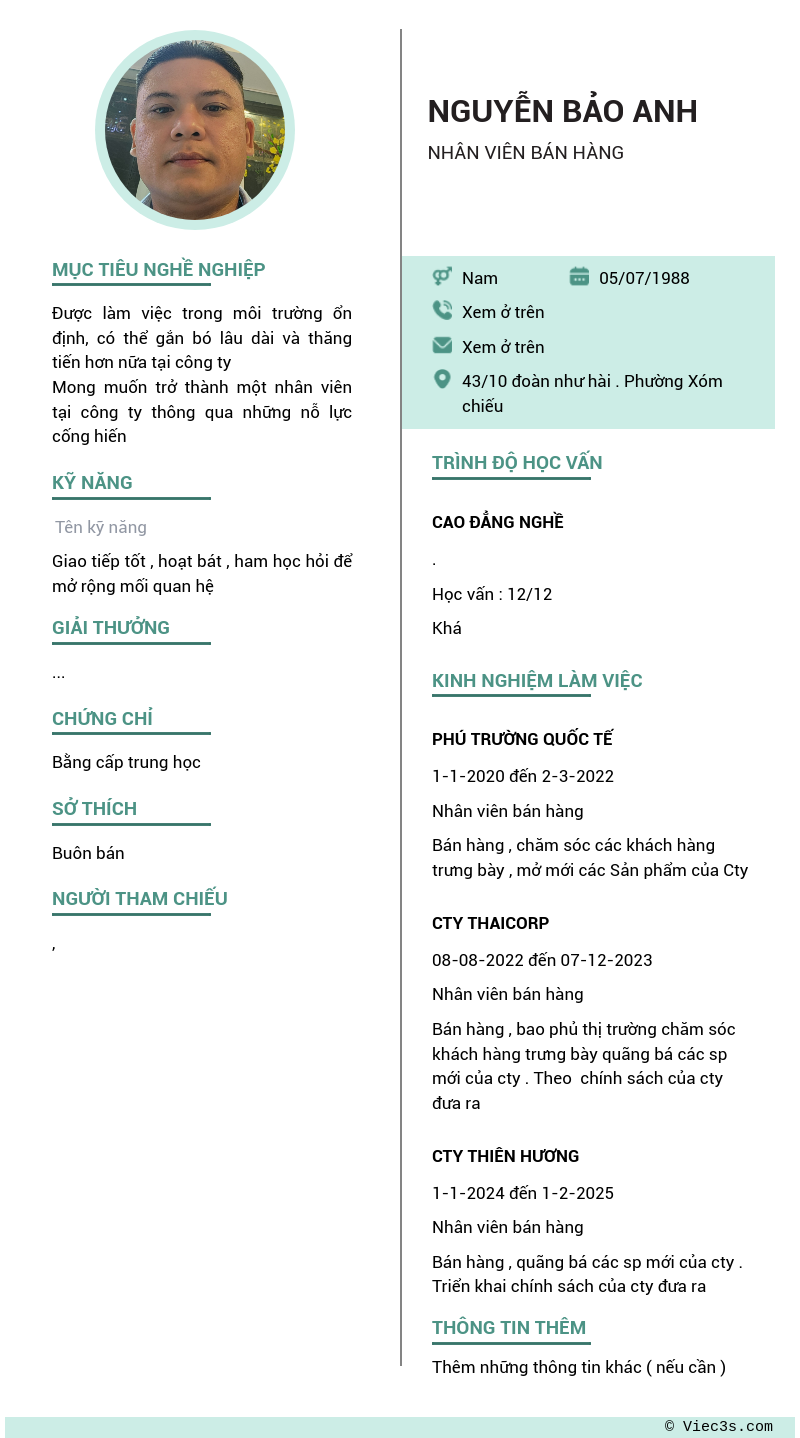 CV ứng viên