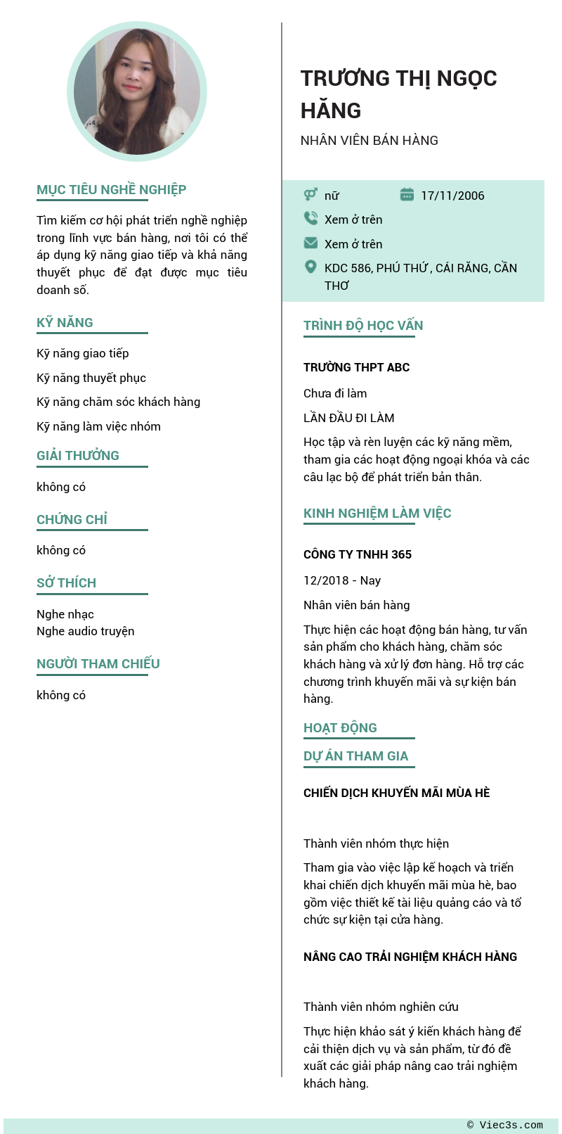 CV ứng viên