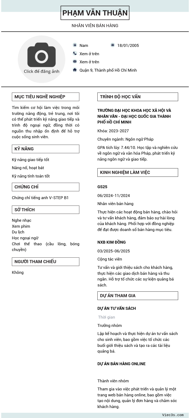CV ứng viên