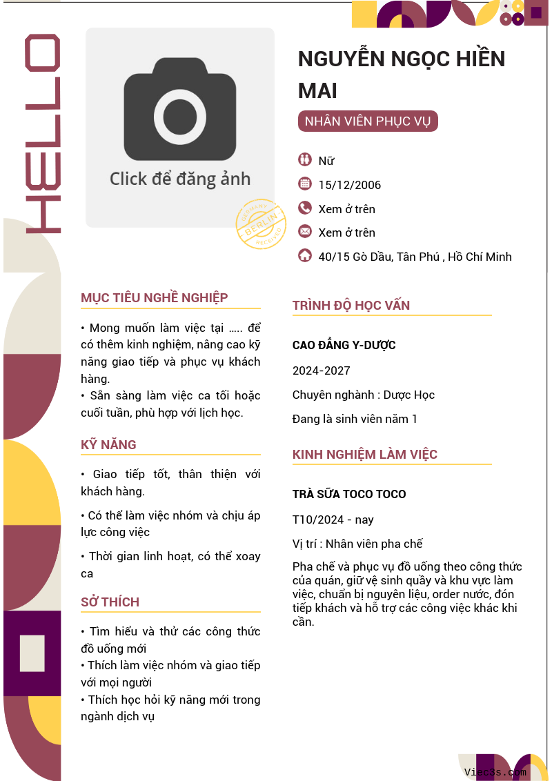 CV ứng viên