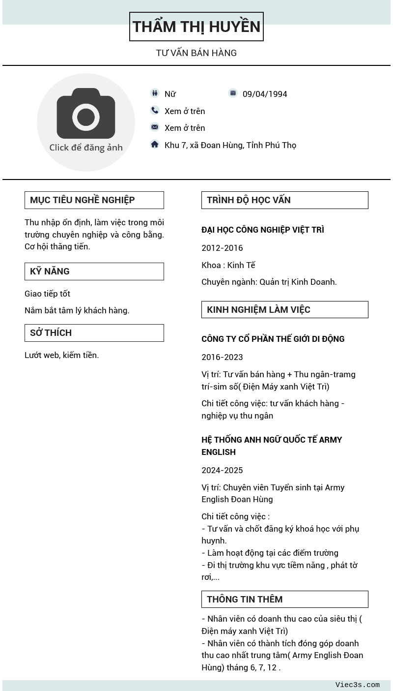 CV ứng viên